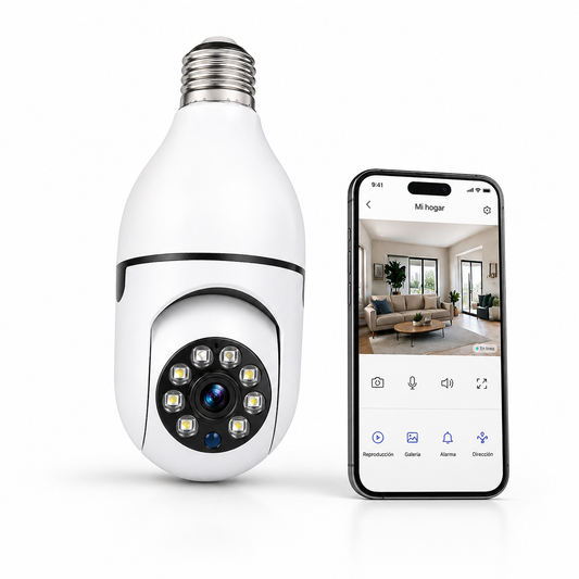 Cámara Bombilla WiFi | Seguridad Discreta 360°